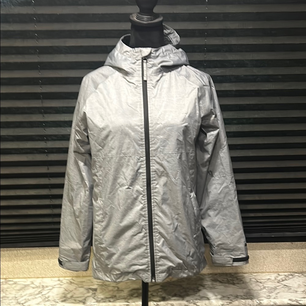 Burton Boys Youth Grey Dryride Mesh Lined Zip Front Hooded‎ Windbreaker XL